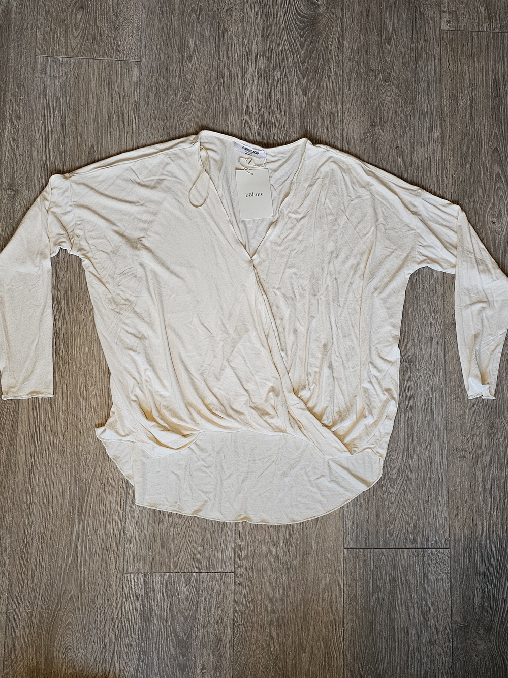 bohme Ivory Wrap-Front Long Sleeve Blouse